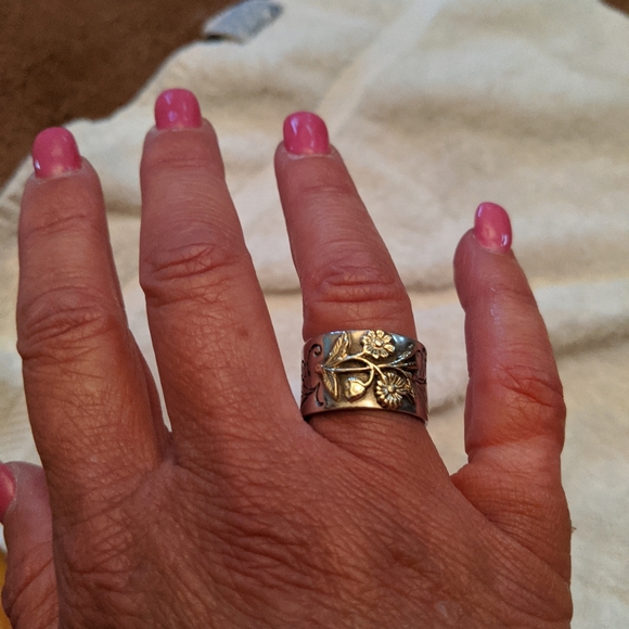 Sterling & gold ring - Picture 1 of 4